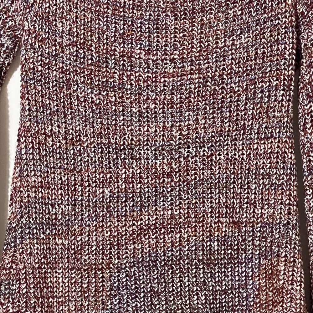 Knox Rose size L maroon variegated shawl collar lace up arms bell LS sweater - Picture 3 of 11